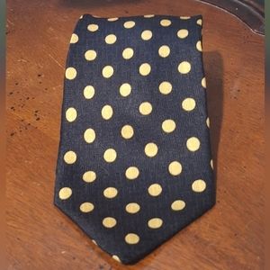 Andrew Scott 100% Silk Handmade Black and Yellow Spotted Tie Dry Cleaned